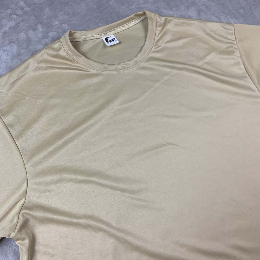 New C2 Sport T Shirt Mens Large Gold Short Sleeve Performance Polyester Sports